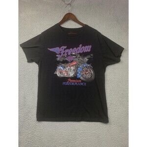 Freedom Motorcycle Shirt Mens Large Black USA Flag Chopper Biker Graphic Tee